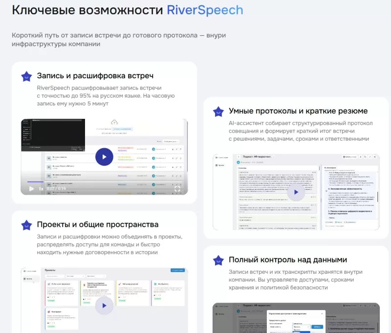 Использование видео для передачи ключевых функций сервиса  riverspeech.ru